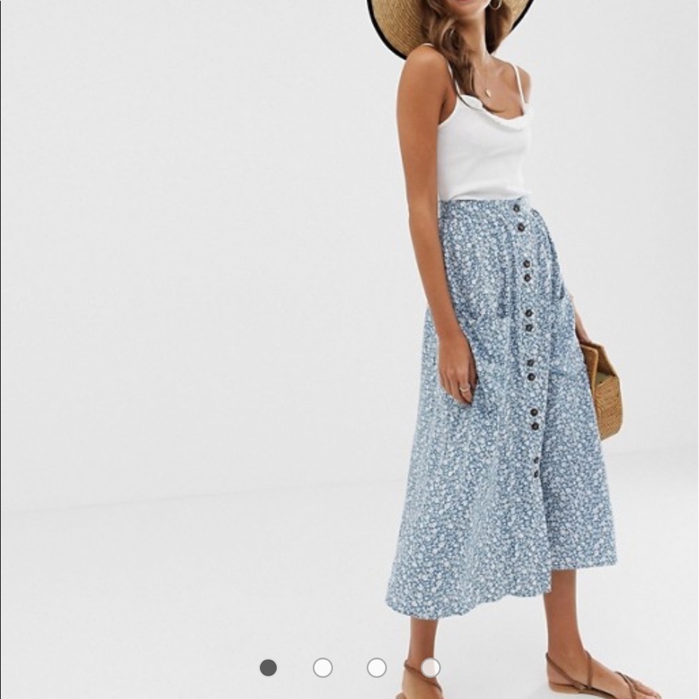 ASOS button front midi skirt with front pockets